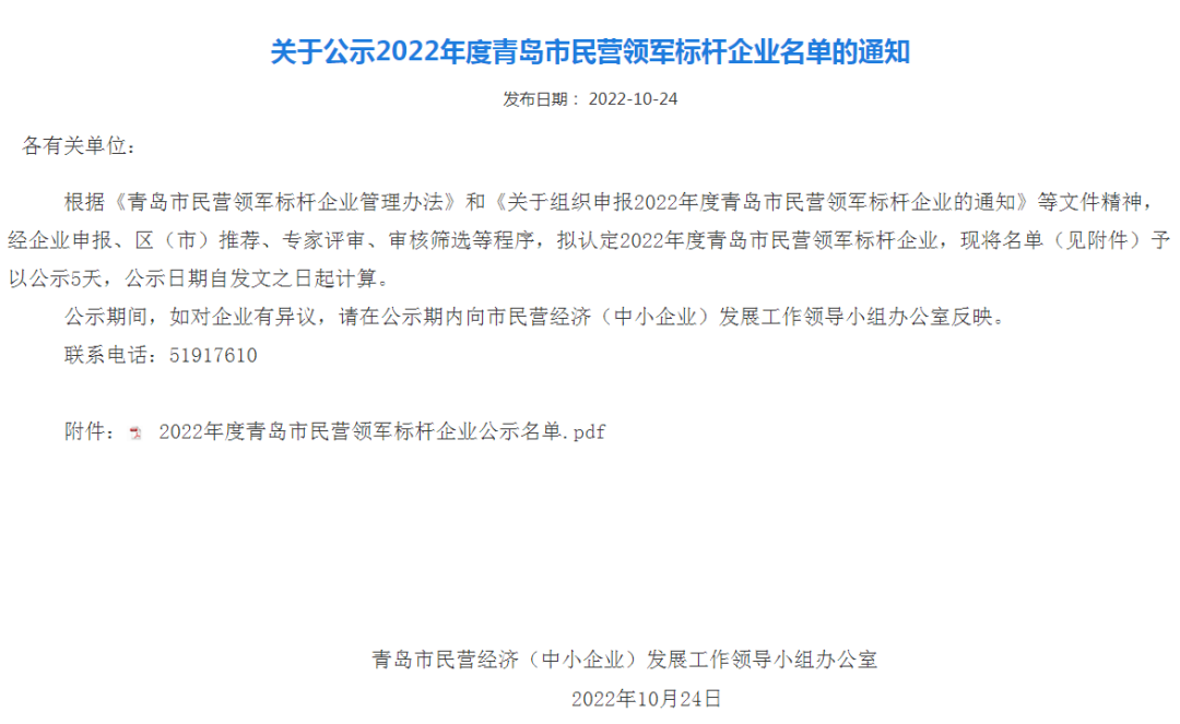 喜報！銳智智能入選青島市民營領軍標桿企業(yè)